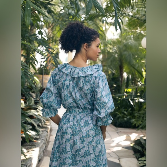 Mille Resort & Travel June Ruffle Midi Dress in Blue Pansy - Picture 8 of 12